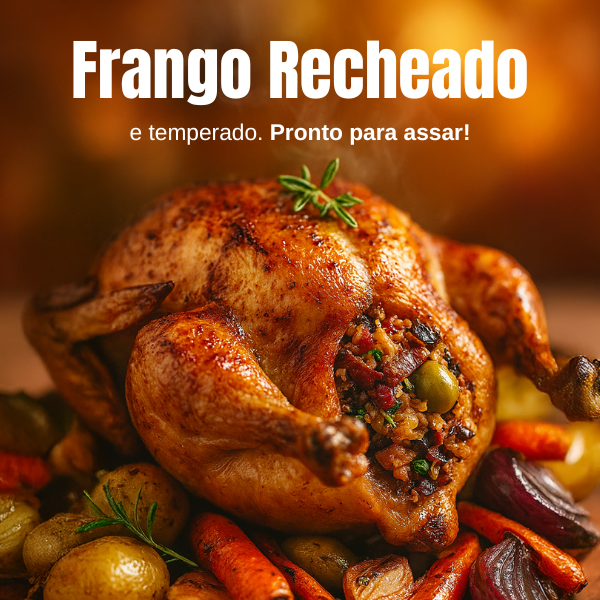 Frango Dessossado, Recheado e Temperado (aprox. 2Kg) / Boneless, Stuffed and Seasoned Chicken