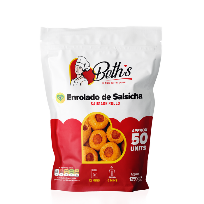 Enrolado de Salsicha Congelado BETH'S - Pacote com 50 Unidades