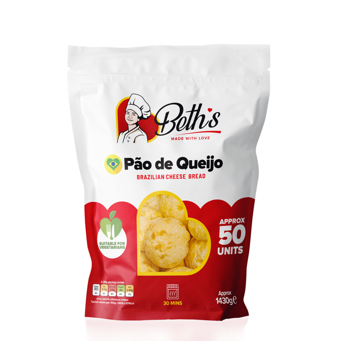 Pão de Queijo Congelado BETH'S 1.450Kg - Pacote com 50 Unidades