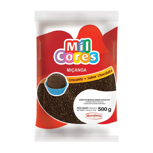 Confeito Miçanga Chocolate Mil Cores MAVALÉRIO 500g 