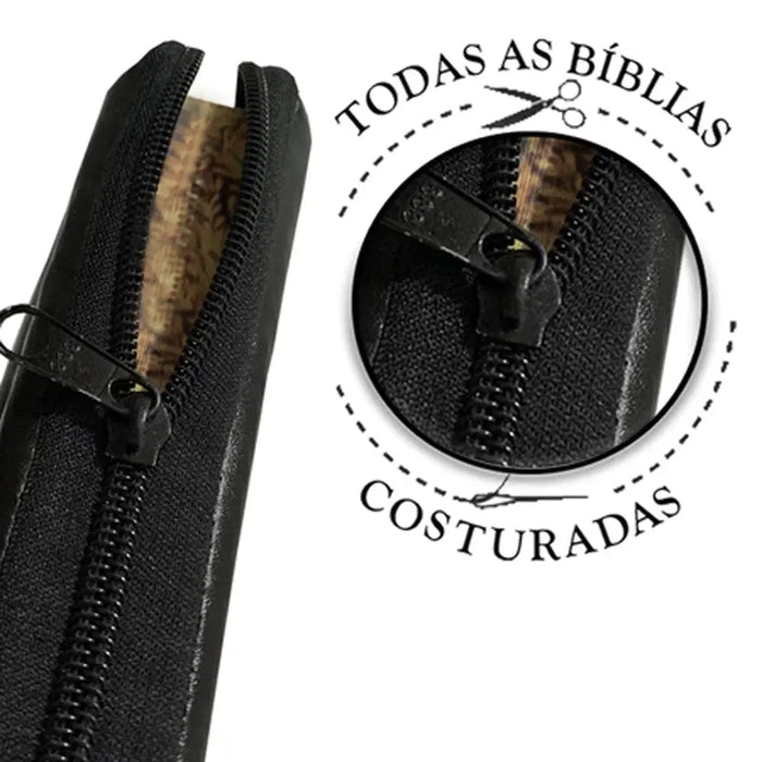 Bíblia Sagrada Letra Grande Preta Com Zíper Nova Almeida Atualizada - 13x17 cm BrasilinBox
